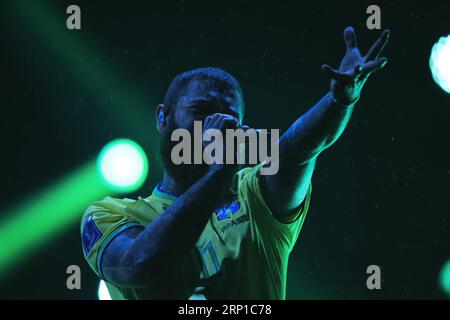 Sao Paulo, Brésil. 03 septembre 2023. SP - SAO PAULO - 09/02/2023 - SAO PAULO, LA VILLE 2023 - Post Malone lors d'un spectacle sur la scène Skyline ce samedi (02) à la première édition du festival de musique de la ville, à l'Interlagos Racetrack de Sao Paulo, où ils sont un public de 500 000 personnes est attendu sur les 5 jours du festival. Photo : Ettore Chiereguini/AGIF/Sipa USA crédit : SIPA USA/Alamy Live News Banque D'Images