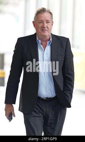 Piers Morgan, arrive à BBC Broadcasting House à Londres, pour apparaître sur le programme d'actualité de BBC One, dimanche avec Laura Kuenssberg. Date de la photo : dimanche 3 septembre 2023. Banque D'Images