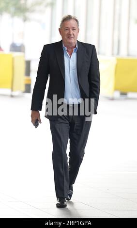 Piers Morgan, arrive à BBC Broadcasting House à Londres, pour apparaître sur le programme d'actualité de BBC One, dimanche avec Laura Kuenssberg. Date de la photo : dimanche 3 septembre 2023. Banque D'Images