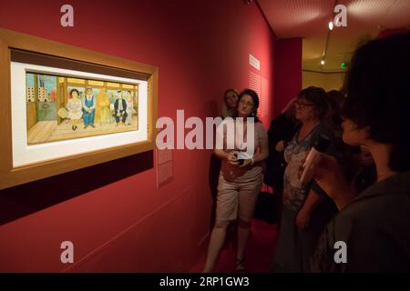 (180706) -- BUDAPEST, le 6 juillet 2018 -- des représentants des médias visitent l'exposition Frida Kahlo à la Galerie nationale de Budapest, Hongrie, le 5 juillet 2018. La peintre mexicaine Frida Kahlo (1907-1954) a peint de nombreux portraits et autoportraits. L'exposition se déroulera du 7 juillet au 4 novembre. ) (ly) HONGRIE-BUDAPEST-FRIDA KAHLO-PEINTURE-EXPOSITION AttilaxVolgyi PUBLICATIONxNOTxINxCHN Banque D'Images