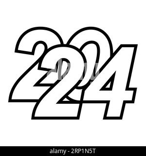2024 logo lettrage biseauté police 24, médecine 2024 mode de vie sain Illustration de Vecteur