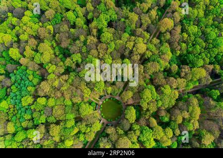 Vue aérienne du parc du palais Benrath, Duesseldorf, Allemagne Banque D'Images