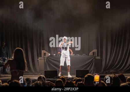 Jungle Ragga Music artiste 'General Levy' se produit sur la scène principale du festival Pub in the Park à Chiswick, West London. Septembre 2023. Banque D'Images
