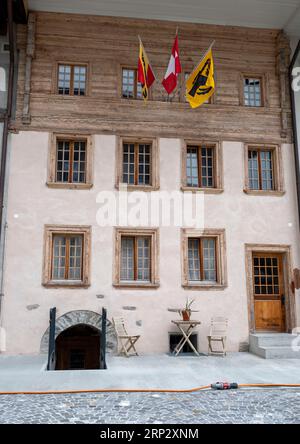 Centre historique de Unterseen, Interlaken, Canton de Berne, Suisse. Banque D'Images