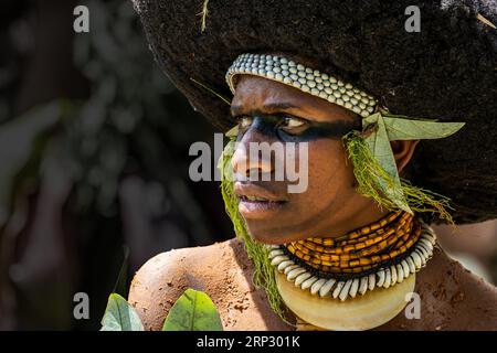 Danseurs en peinture de guerre, Sing Sing, Festival, Mont Hagen, Papouasie-Nouvelle-Guinée Banque D'Images