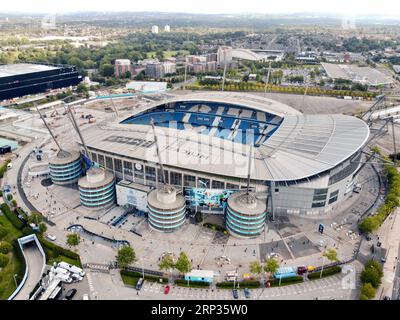 MANCHESTER, ROYAUME-UNI. 2 septembre 2023. Vue aérienne de l'ETIHAD STADIUM avant le match de Premier League à l'ETIHAD STADIUM, MANCHESTER. Le crédit photo devrait être : Gary Oakley/Sportimage crédit : Sportimage Ltd/Alamy Live News Banque D'Images