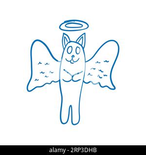 Cartoon Cat Angel avec des ailes. Vecteur Illustration de Vecteur