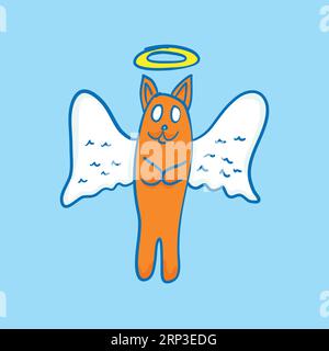 Cartoon Cat Angel avec des ailes. Vecteur Illustration de Vecteur