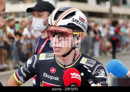 Oliva, Espagne. 03 septembre 2023. Le Belge Remco Evenepoel de Soudal Quick-Step en avance sur l'étape 9 de l'édition 2023 de la 'Vuelta a Espana', course cycliste Tour d'Espagne, de Carthagène au Collado de la Cruz de Caravaca (184, 5 km), en Espagne, dimanche 03 septembre 2023. La Vuelta se déroule du 26 août au 17 septembre. BELGA PHOTO PEP DALMAU crédit : Belga News Agency/Alamy Live News Banque D'Images