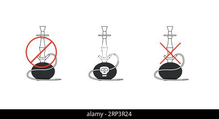 Icône de couleur noire Hookah - interdiction de fumer et danger Illustration de Vecteur