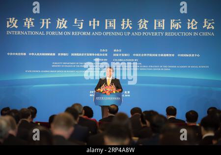 (181101) -- BEIJING, le 1 novembre 2018 -- Achim Steiner, administrateur du Programme des Nations Unies pour le développement (PNUD), s'adresse à la cérémonie d'ouverture du Forum international sur la réforme, l'ouverture et la réduction de la pauvreté en Chine, qui s'est tenu à Beijing, capitale de la Chine, le 1 novembre 2018. Le Forum s'est ouvert jeudi. ) (SXK) CHINE-PÉKIN-FORUM INTERNATIONAL SUR LA RÉFORME ET L'OUVERTURE ET LA RÉDUCTION DE LA PAUVRETÉ-OUVERT (CN) ZHAIXJIANLAN PUBLICATIONXNOTXINXCHN Banque D'Images