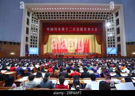 (181102) -- BEIJING, le 2 novembre 2018 -- le 12e Congrès national des femmes (CNO) se termine au Grand Hall du peuple à Beijing, capitale de la Chine, le 2 novembre 2018.) (Hxy) CHINE-PÉKIN-NATIONAL FEMMES CONGRÈS-CONCLUSION (CN) ZhangxYuwei PUBLICATIONxNOTxINxCHN Banque D'Images