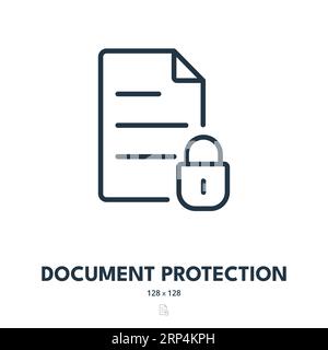 Icône protection du document. Sécurité, accès, confidentialité. Contour modifiable. Icône vecteur simple Illustration de Vecteur