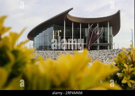 (181112) -- PORT MORESBY, 12 novembre 2018 -- la photo prise le 11 novembre 2018 montre le Centre de conférences leaders, l'APEC Haus, à Port Moresby, Papouasie-Nouvelle-Guinée. Les dirigeants des économies de la région Asie-Pacifique se réunissent à Port Moresby, la capitale de la Papouasie-Nouvelle-Guinée, pour la semaine des dirigeants de la coopération économique Asie-Pacifique (APEC) du 12 au 18 novembre. (dtf) PAPOUASIE-NOUVELLE-GUINÉE-PORT MORESBY-APEC BaixXuefei PUBLICATIONxNOTxINxCHN Banque D'Images