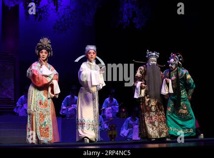 (181113) -- WUHAN, 13 novembre 2018 -- une photo prise le 13 novembre 2018 montre une scène de l'Opéra de Pékin Princesse Changping à l'Auditorium Hongshan à Wuhan, capitale de la province du Hubei en Chine centrale. Jouée par les artistes de l'Opéra de Pékin Yu Kuizhi et Li Shengsu, la princesse Changping raconte l'histoire d'une fille de l'empereur Chongzhen, le dernier empereur de la dynastie Ming (1368-1644 après J.-C.). (Gxn) CHINA-HUBEI-WUHAN-PÉKIN OPERA (CN) ZhaoxJun PUBLICATIONxNOTxINxCHN Banque D'Images