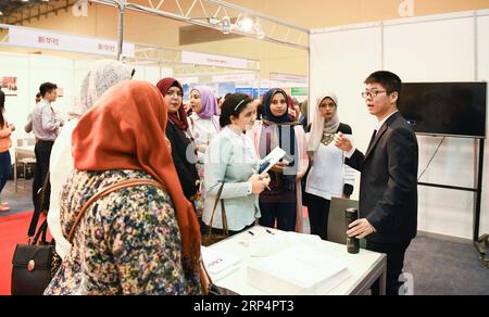 (181115) -- LE CAIRE, le 15 novembre 2018 -- les visiteurs sont vus lors de l'exposition sur l'investissement et le commerce Egypte-Chine au Caire, Egypte, le 15 novembre 2018. La deuxième Expo Égypte-Chine sur l'investissement et le commerce et le Forum de coopération Belt and Road Chine-Égypte ont débuté jeudi au Caire. ÉGYPTE-CAIRE-CHINE-INVESTISSEMENT ET COMMERCE EXPO WUXHUIWO PUBLICATIONXNOTXINXCHN Banque D'Images