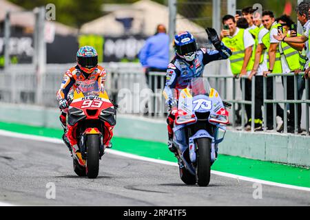 Marc Marquez (93 ans) d'Espagne et Repsol Honda Team et Alex Marquez (73 ans) d'Espagne et Gresini Racing lors de la COURSE MOTO GP du Grand Prix de Catalogne sur le circuit de Montmelo, Espagne le 03 septembre 2023 (photo : Alvaro Sanchez) crédit : CORDON PRESSE/Alamy Live News Banque D'Images