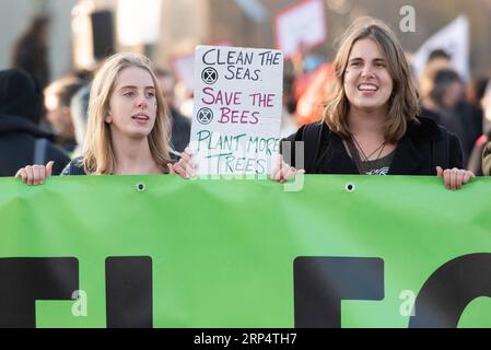 (181117) -- LONDRES, le 17 novembre 2018 -- des militants pour le climat se réunissent et manifestent au pont Westminster, à Londres, en Grande-Bretagne, le 17 novembre 2018. Des militants pour le climat ont manifesté samedi sur les principaux ponts du centre de Londres pour sensibiliser aux dangers posés par le changement climatique. GRANDE-BRETAGNE-LONDRES-MILITANTS CLIMATIQUES-MANIFESTATION RayxTang PUBLICATIONxNOTxINxCHN Banque D'Images