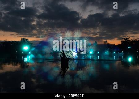 (181121) -- LONDRES, 21 novembre 2018 -- une photo prise le 21 novembre 2018 montre les lumières de Noël aux Kew Gardens à Londres, en Grande-Bretagne. Le Noël à Kew aura lieu ici du 22 novembre 2018 au 5 janvier 2019, au cours duquel les visiteurs verront les jardins s'illuminer pour une piste de lumières festive inoubliable après la tombée de la nuit. ) BRITAIN-LONDRES-KEW GARDENS-LUMIÈRE DE NOËL RAYXTANG PUBLICATIONXNOTXINXCHN Banque D'Images