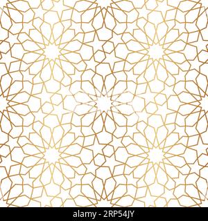 Motif sans couture or Maroc. Répétition de la grille dorée marocco. Fond arabe. Motif répété simple mosaïque marocaine. Texture islamique. Imprimé design Illustration de Vecteur