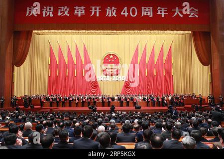 (181218) -- BEIJING, le 18 décembre 2018 -- la Chine organise un grand rassemblement pour célébrer le 40e anniversaire de la réforme et de l ouverture du pays au Grand Hall du peuple à Beijing, capitale de la Chine, le 18 décembre 2018.) CHINE-PÉKIN-RÉFORME-OUVERTURE-40E ANNIVERSAIRE (CN) PANGXXINGLEI PUBLICATIONXNOTXINXCHN Banque D'Images