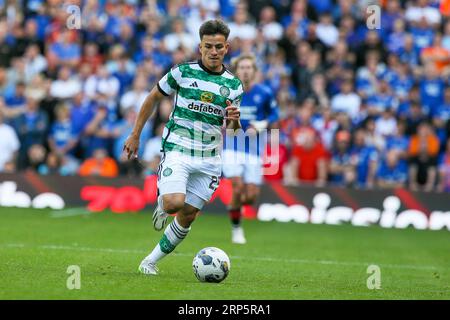 Glasgow, Royaume-Uni. 03 septembre 2023. Lors du premier match de la saison 2023/24, les Rangers jouent au Celtic au Ibrox Stadium, Glasgow, Écosse, Royaume-Uni. Celtic, avant le match ne sont que 1 point d'avance sur les Rangers et le résultat sera important pour les deux équipes. Crédit : Findlay/Alamy Live News Banque D'Images