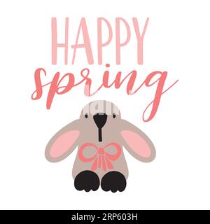 Happy Spring, conception de t-shirt typographie, impression de t-shirt, conception de t-shirt, conception de t-shirt de lettrage, conception de t-shirt de Silhouette Illustration de Vecteur