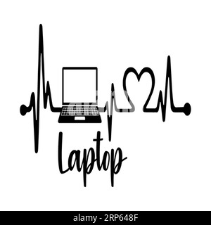 Ordinateur portable, conception de t-shirt typographie, impression de t-shirt, conception de t-shirt, conception de t-shirt de lettrage, conception de t-shirt de Silhouette Illustration de Vecteur