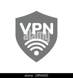 Icône de vecteur de bouclier VPN. Symbole de navigation sur Internet sur un réseau privé. Illustration de Vecteur