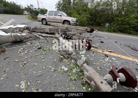 Actualités Themen der Woche KW01 Actualités Bilder des Tages 190105 -- NAKHON si THAMMARAT, le 5 janvier 2019 -- l'infrastructure est endommagée par une tempête tropicale dans le district de Pak Phanang, province de Nakhon si Thammarat en Thaïlande, le 5 janvier 2019. La tempête tropicale Pabuk a tué trois personnes et provoqué l'évacuation de plus de 34 000 villageois dans le sud de la Thaïlande, a déclaré samedi un haut responsable du gouvernement. THAÏLANDE-NAKHON SI THAMMARAT-TEMPÊTE TROPICALE PABUK XINHUA PUBLICATIONXNOTXINXCHN Banque D'Images