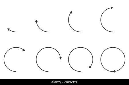 Flèches rotation de l'angle de 45 degrés à 360 degrés Illustration de Vecteur