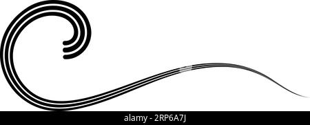 Calligraphie triple ligne courbe, vague de mer élégamment incurvée ruban rayé Illustration de Vecteur