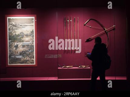 (190107) -- PÉKIN, 7 janvier 2019 -- Un touriste regarde les expositions exposées au Musée du Palais, également connu sous le nom de Cité interdite à Pékin, capitale de la Chine, le 7 janvier 2019. En célébrant la plus magnifique de toutes les fêtes traditionnelles, le Musée du Palais présente une exposition de célébration de la Fête du Printemps dans la Cité interdite à partir du 7 janvier 2019. Des centaines d'expositions seront exposées au musée. ) (InPalaceMuseum) CHINA-BEIJING-PALACE MUSEUM-SPRING FESTIVAL CELEBRATION (CN) JinxLiangkuai PUBLICATIONxNOTxINxCHN Banque D'Images