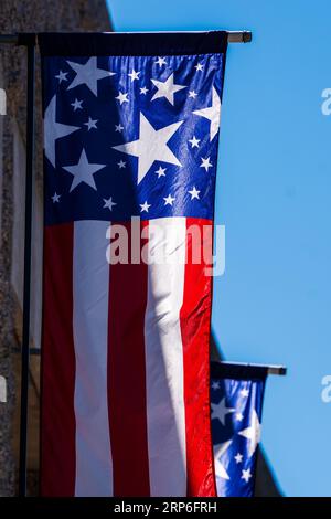 American Flags Line entrée au Mount Rushmore National Memorial ; Black Hills ; Dakota du Nord ; États-Unis Banque D'Images