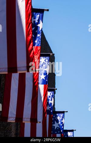 American Flags Line entrée au Mount Rushmore National Memorial ; Black Hills ; Dakota du Nord ; États-Unis Banque D'Images