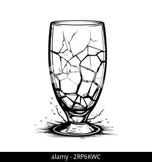 Gobelet en verre cassé pour boissons. Icône de tasse fissurée sur fond blanc. Concept de déchets de verre. Illustration vectorielle Illustration de Vecteur