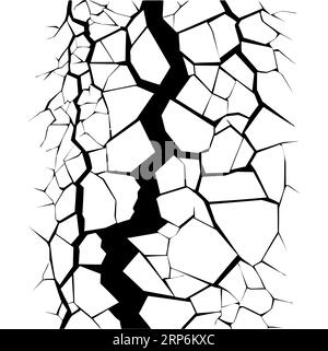 Silhouette noire de fissure murale. Vue de dessus de la fissure. Dommages de surface. Elément de design abstrait. Illustration vectorielle. Illustration de Vecteur