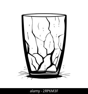 Gobelet en verre cassé pour boissons. Icône de tasse fissurée sur fond blanc. Concept de déchets de verre. Illustration vectorielle Illustration de Vecteur