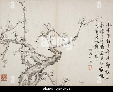 Album de poésie et peinture 1824 de Hu Jiusi Banque D'Images