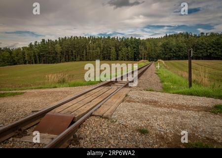 Chemin de fer à voie étroite près de la ville de Weitra en été Autriche Banque D'Images