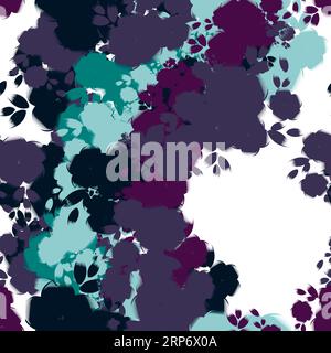 Fleurs violettes, noires, bleues et violettes. Motif sans couture. Texture florale. Banque D'Images