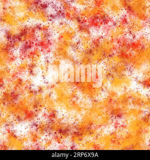 Des coups de pinceau éclatants abstraits, des étoiles et une imitation de galaxie. Motif sans couture. Couleurs orange, rouge et jaune. Banque D'Images