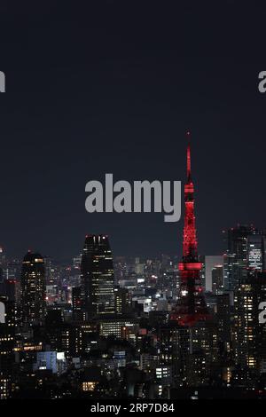 (190204) -- TOKYO, 4 février 2019 (Xinhua) -- une photo prise le 4 février 2019 montre que la tour de Tokyo s'est illuminée en rouge pour célébrer le nouvel an chinois à Tokyo, au Japon. (Xinhua/du Xiaoyi) JAPON-TOUR DE TOKYO-CÉLÉBRATION DU NOUVEL AN CHINOIS PUBLICATIONxNOTxINxCHN Banque D'Images