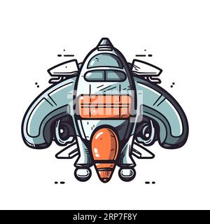 Image de la navette spatiale. Un vaisseau spatial futuriste se lance dans la galaxie. Illustration vectorielle. Illustration de Vecteur