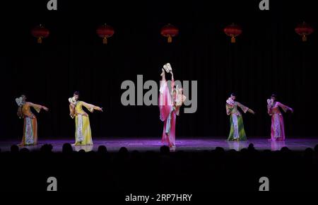 (190207) -- WASHINGTON, 7 février 2019 (Xinhua) -- des artistes interprètent une danse au Maryland Hall for the Creative Arts à Annapolis, Maryland, États-Unis, le 5 février 2019. POUR ALLER AVEC la caractéristique : l'artisanat chinois, les spectacles apportent l'ambiance du nouvel an lunaire aux Américains. (Xinhua/Liu Jie) US-SPRING FESTIVAL-CHINESE CRAFTS-PERFORMANCES PUBLICATIONxNOTxINxCHN Banque D'Images