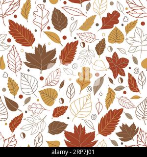 Vector Seamless modèle avec des feuilles et des fleurs dans des couleurs confortables. Fond pour scrapbooking, couvertures de textile ou de livre, papiers peints, design, art graphique Illustration de Vecteur