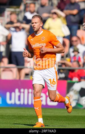 Blackpool, Royaume-Uni. 31 août 2023. Jordan Rhodes #16 de Blackpool lors du match Sky Bet League 1 Blackpool vs Wigan Athletic à Bloomfield Road, Blackpool, Royaume-Uni, le 2 septembre 2023 (photo Steve Flynn/News Images) à Blackpool, Royaume-Uni le 8/31/2023. (Photo Steve Flynn/News Images/Sipa USA) crédit : SIPA USA/Alamy Live News Banque D'Images