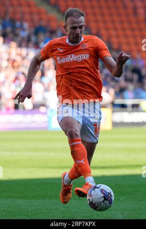 Blackpool, Royaume-Uni. 31 août 2023. Jordan Rhodes #16 de Blackpool lors du match Sky Bet League 1 Blackpool vs Wigan Athletic à Bloomfield Road, Blackpool, Royaume-Uni, le 2 septembre 2023 (photo Steve Flynn/News Images) à Blackpool, Royaume-Uni le 8/31/2023. (Photo Steve Flynn/News Images/Sipa USA) crédit : SIPA USA/Alamy Live News Banque D'Images