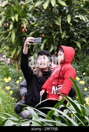 (190210) -- BEIJING, 10 février 2019 (Xinhua) -- les gens visitent le jardin des fleurs du monde de Beijing dans le district de Fengtai à Beijing, capitale de la Chine, le 10 février 2019, dernier jour de la fête du printemps. (Xinhua/Li Xin) CHINE-PÉKIN-FLEURS-VACANCES (CN) PUBLICATIONxNOTxINxCHN Banque D'Images