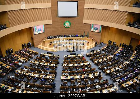 (190212) -- BEIJING, le 12 février 2019 -- le 32e sommet de l'Union africaine se tient à Addis-Abeba, Éthiopie, le 10 février 2019. ) Xinhua Headlines : la Chine agit alors que l'Afrique lutte pour des solutions au déplacement forcé LixYan PUBLICATIONxNOTxINxCHN Banque D'Images